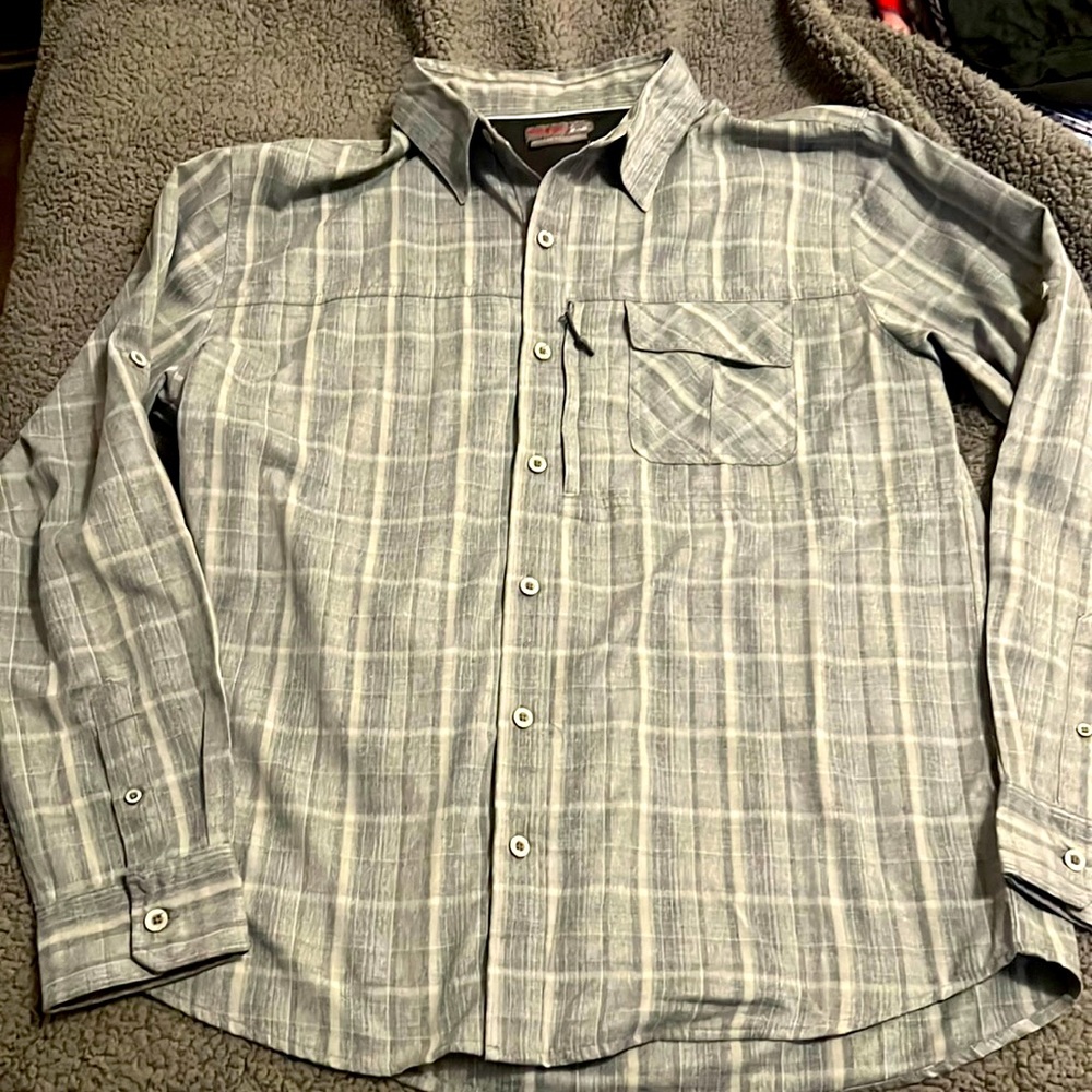 š„WRANGLER GREY CAMPING OUTDOOR FLANNEL - Picture 1 of 5